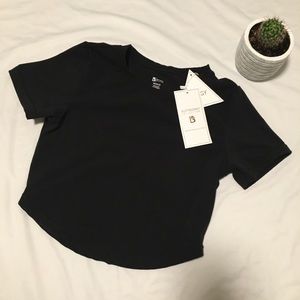 BUFF BUNNY BLACK ATHLETIC CROP TEE (NWT)